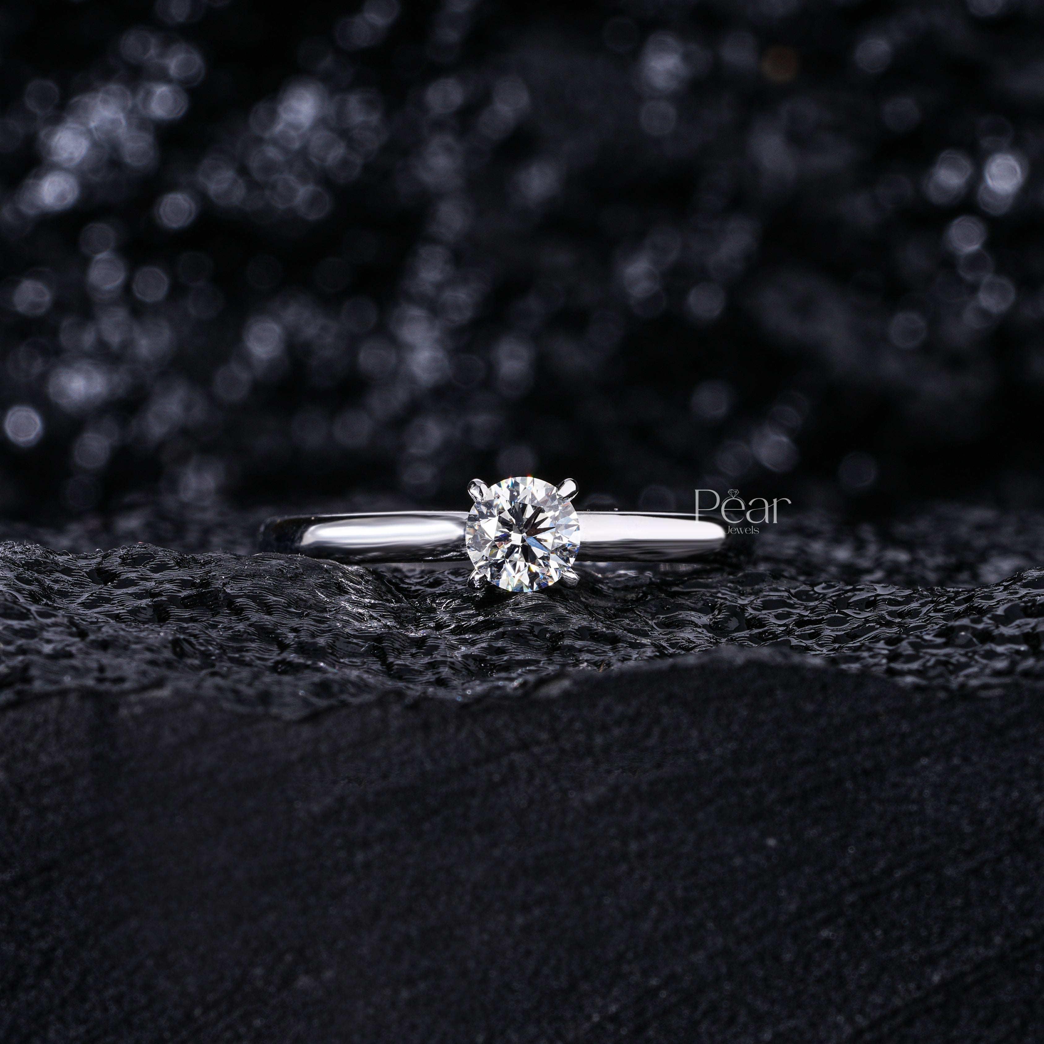 0.5Ct Round Solitaire Engagement Labgrown Diamond Ring - Pear Jewels